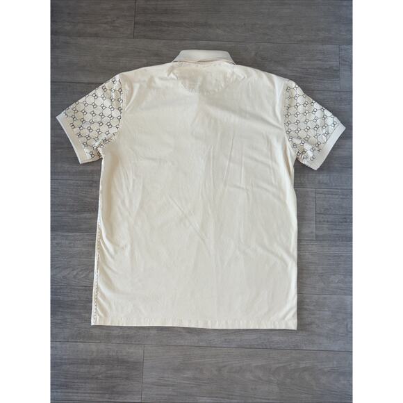 PAVINI Men's Polo Shirt White Red Green Striped Geometric Logo Italian Design - Picture 5 of 8